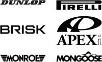 Наклейки на авто Dunlop, Brisk, Monroe, Pirelli, Apexi, Mongoose