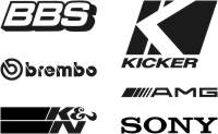 Наклейки на авто BBS, Brembo, K&N, Kicker, AMG, SONY