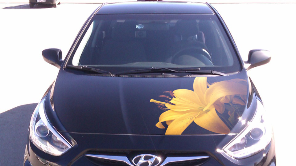 Винилография на авто Желтая лилия