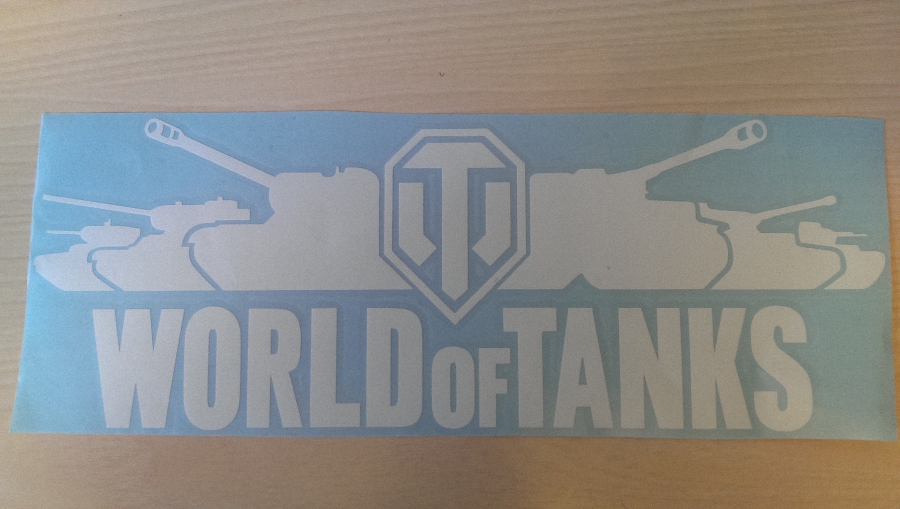 Наклейка на стекло Логотип WORLD of TANKS в наличии (размеры 10, 20, 30 см)