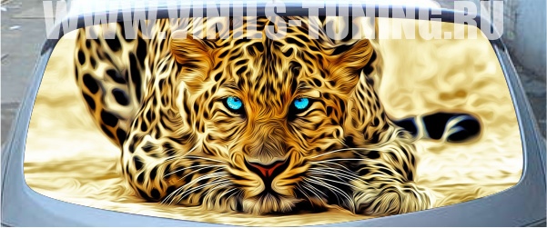 Тонировка с рисунком Красивый рисованный леопард